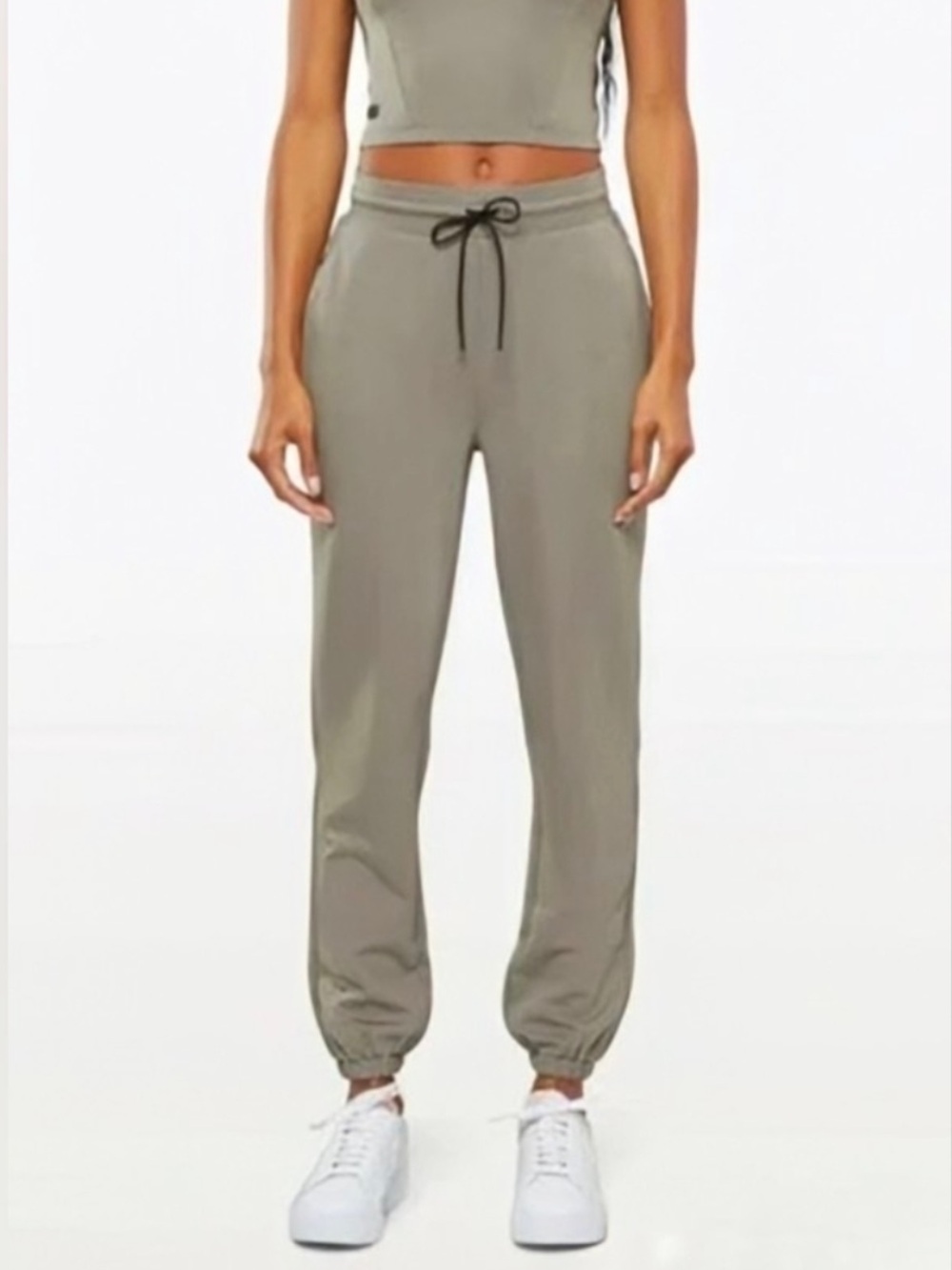 Cuts Gray Jogger Pants with Drawstring Waist